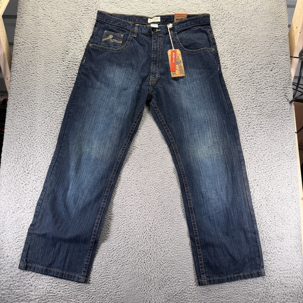 Vintage Dodeca Jeans Mens 40x32 Blue Cotton Denim Straight Faded Workwear Baggy